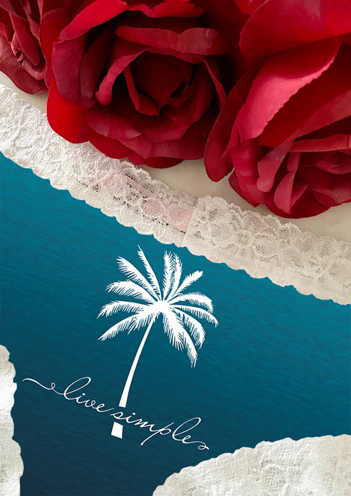 

Panties Live Simple Coconut Tree Lace Splicing Panties in Blue. Size: L,M,,XL