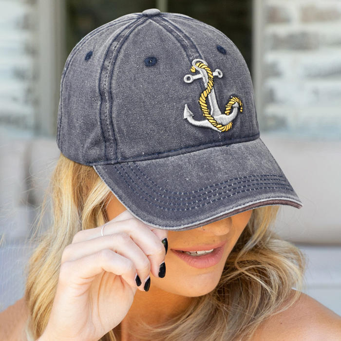 Anchor Distressed Hollow Out Baseball Cap