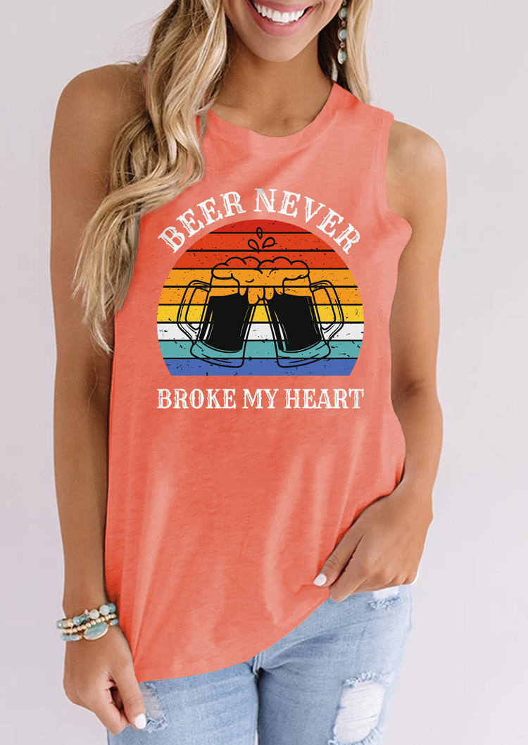 Beer Never Broke My Heart Tank - Orange