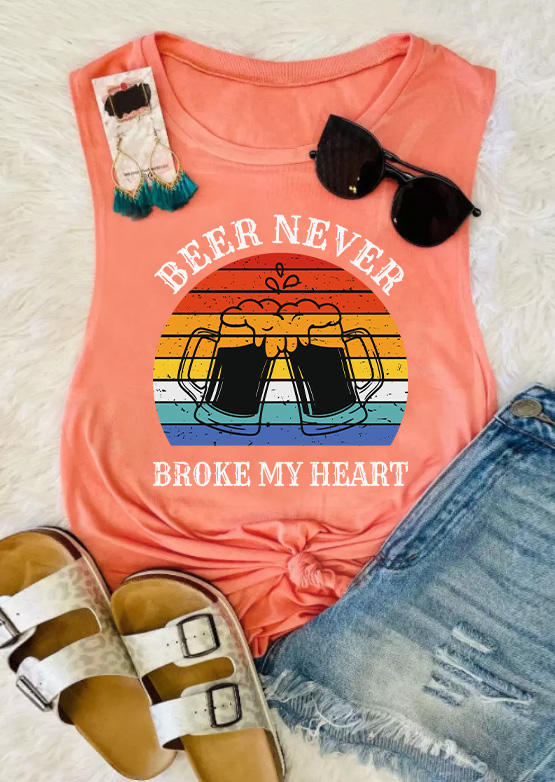 

Tank Tops Beer Never Broke My Heart Tank Top in Orange. Size