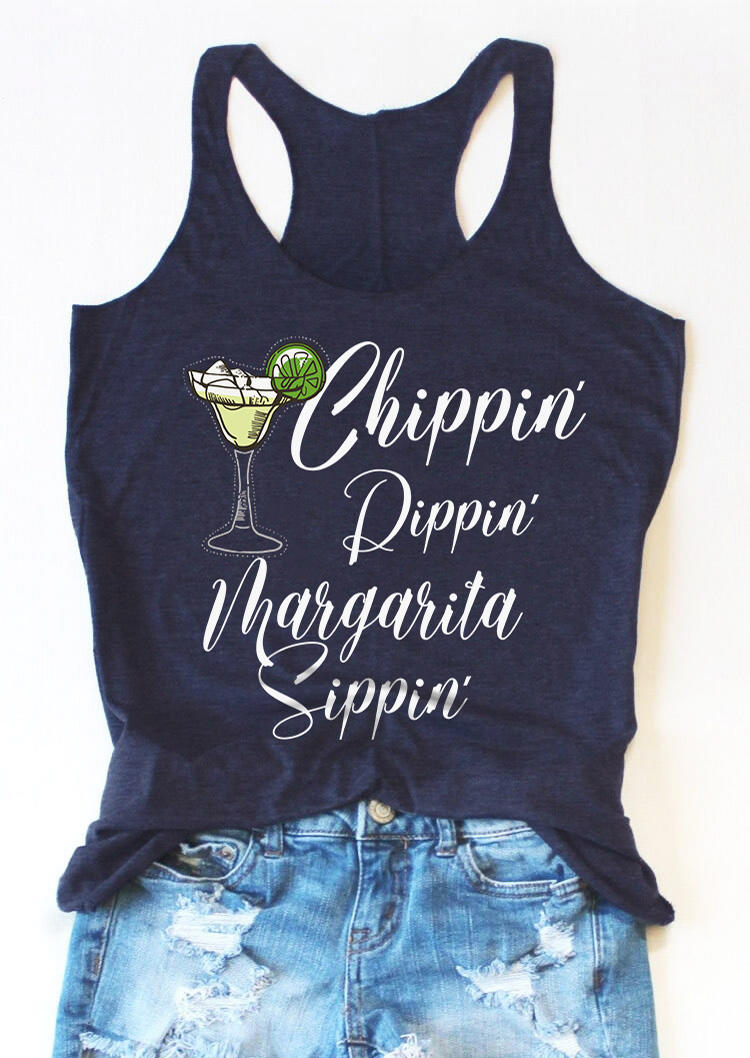 

Tank Tops Chippin' Dippin' Margarita Sippin' Tank Top - Navy Blue in Blue. Size