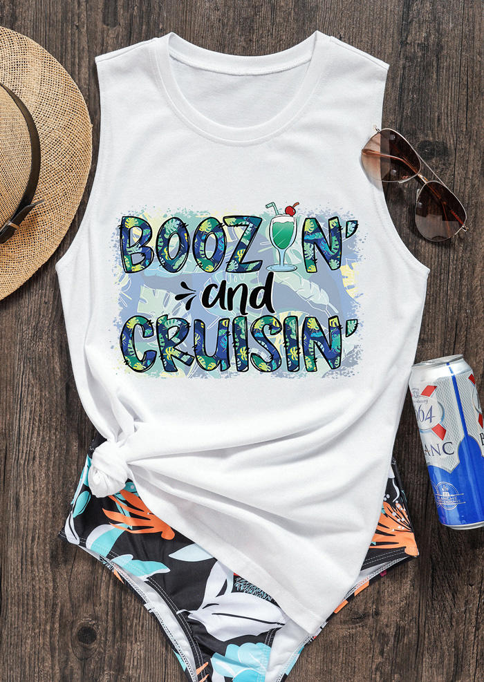 

Tank Tops Boozin' And Cruisin' O-Neck Tank Top in White. Size: L