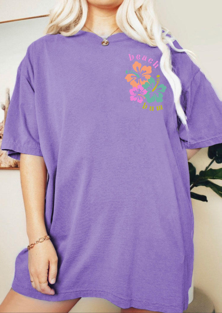 

T-shirts Tees Beach Bum Floral T-Shirt Tee in Purple. Size: L,M,,XL
