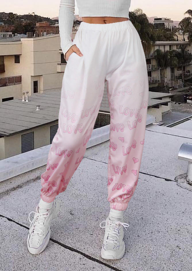 

Pants Love Gradient Elastic Waist Sweatpants in Pink. Size: L,M,,XL