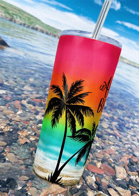 

Beaches Coconut Tree Stainless Steel Travel Tumbler in Multicolor. Size