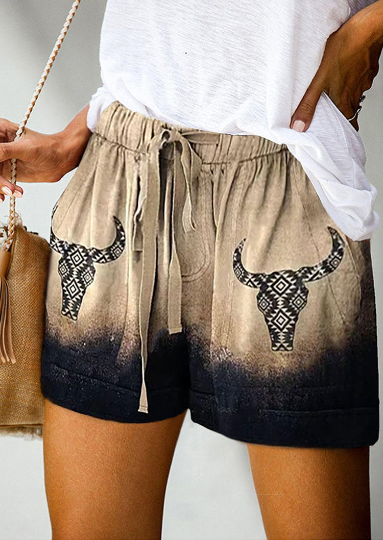 

Shorts Aztec Geometric Steer Skull Pocket Tie Shorts in Multicolor. Size: L,M,,XL