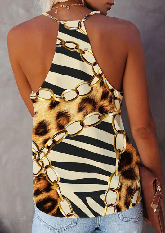

Tank Tops Polka Dot Leopard Vertical Striped Tank Top in Multicolor. Size: L,M,,XL