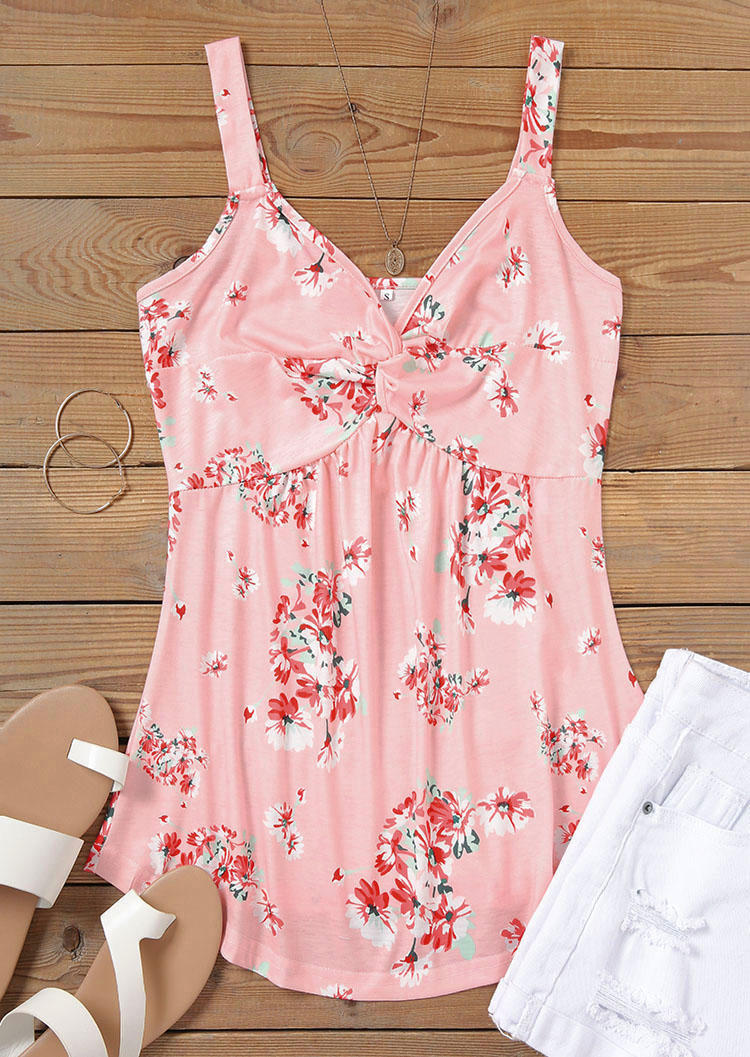

Tank Tops Floral Twist Ruffled Camisole in Multicolor. Size: L