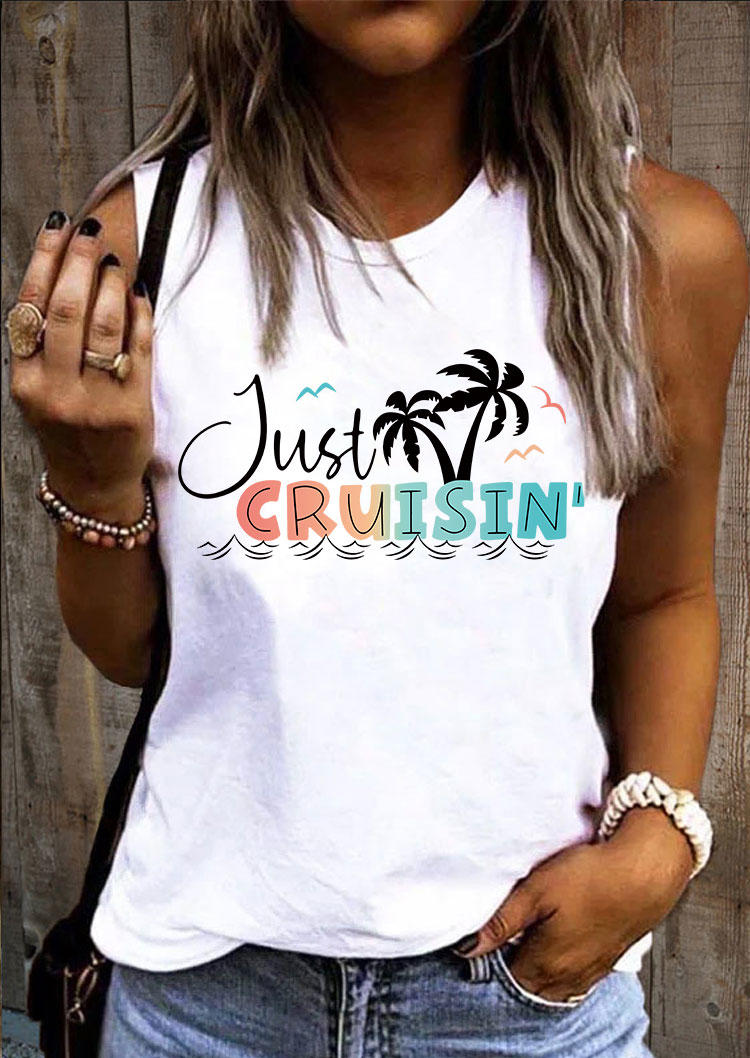 

Tank Tops Just Cruisin Coconut Tree O-Neck Tank Top in White. Size