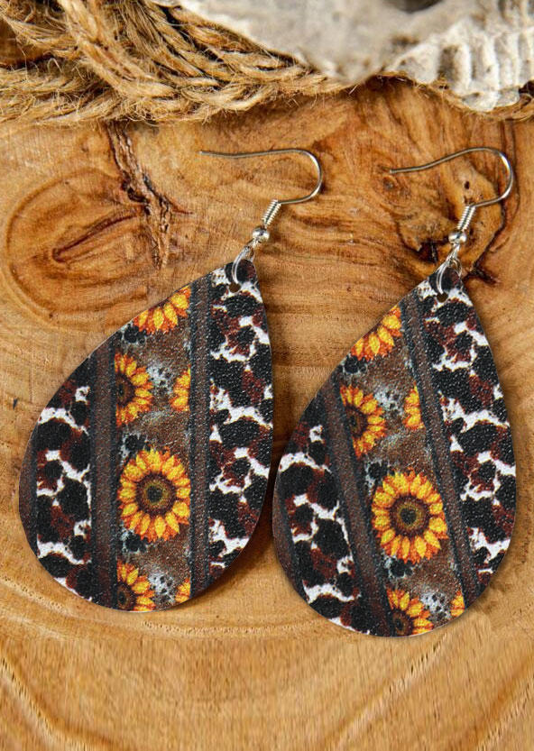 

Earrings Leopard Sunflower Water Drop Earrings in Multicolor. Size