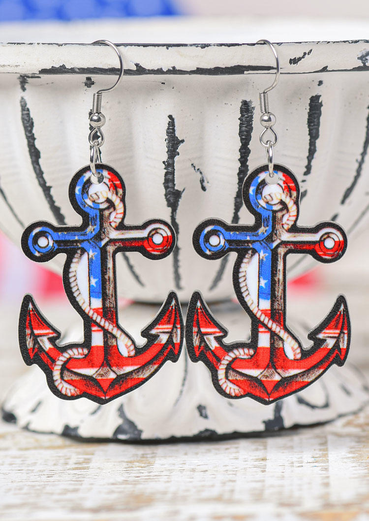 

Earrings American Flag Anchor Hook Earrings in Multicolor. Size