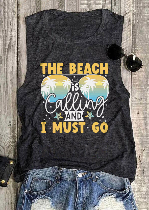 

Tank Tops The Beach Is Calling And I Must Go Coconut Tree Tank Top - Dark Grey in Gray. Size