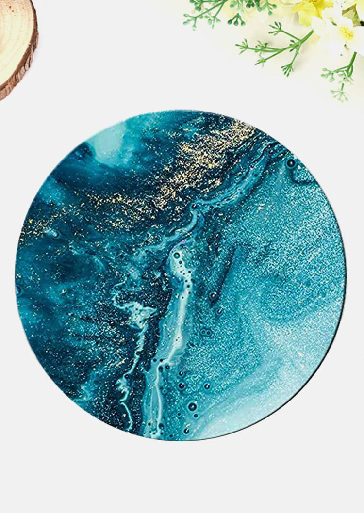 

Table Cloths 6Pcs Ocean Graphic Drink Coasters with Holder in Multicolor. Size