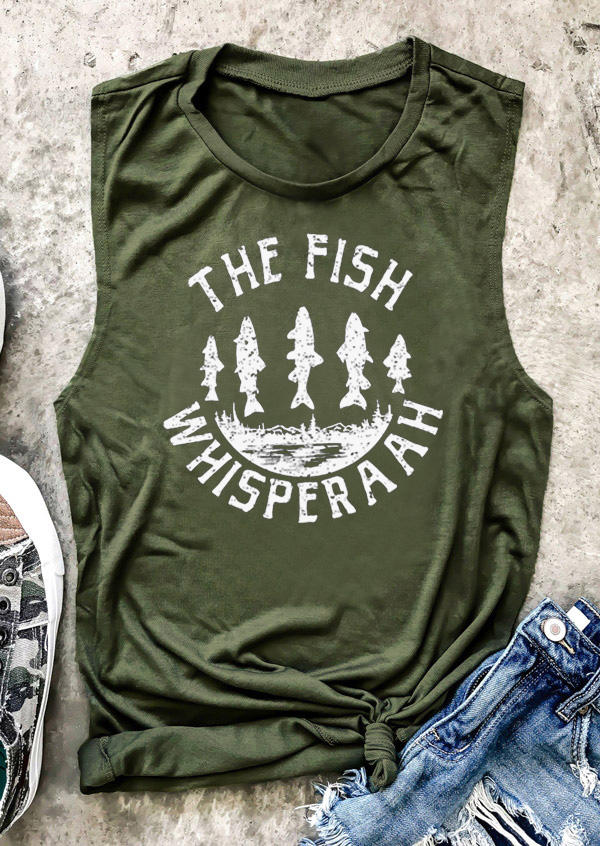 The Fish Whisper O-Neck Tank - Green