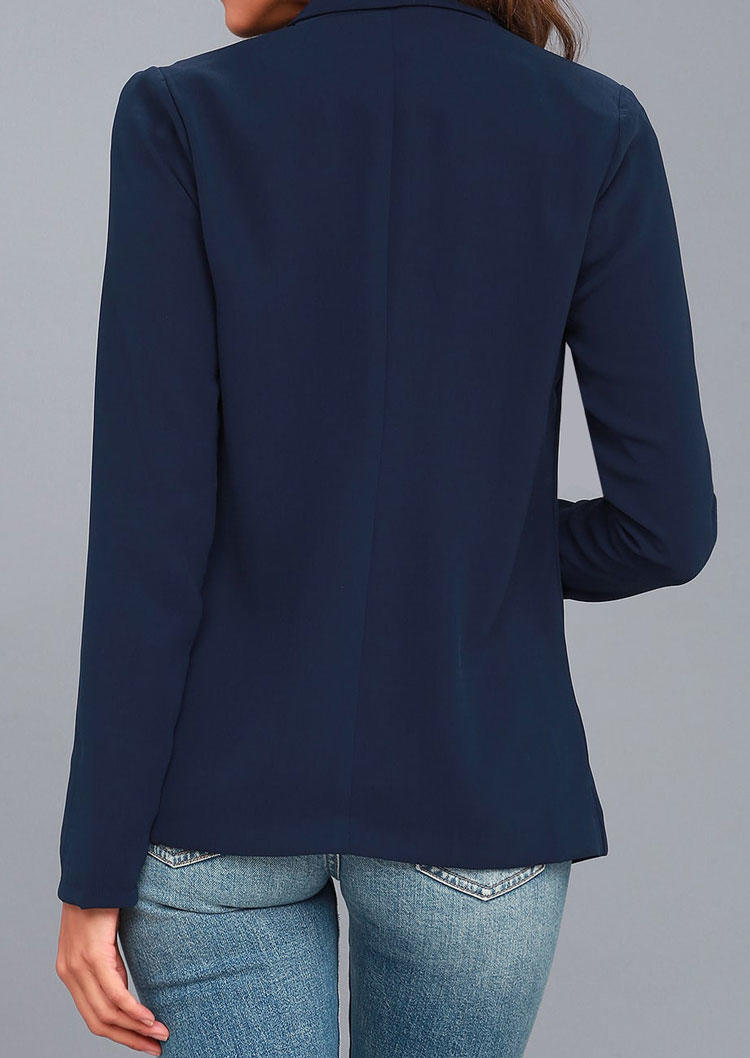 

Coats Fake Pocket Turn-down Collar Blazer Coat in Blue. Size: L,M,,XL