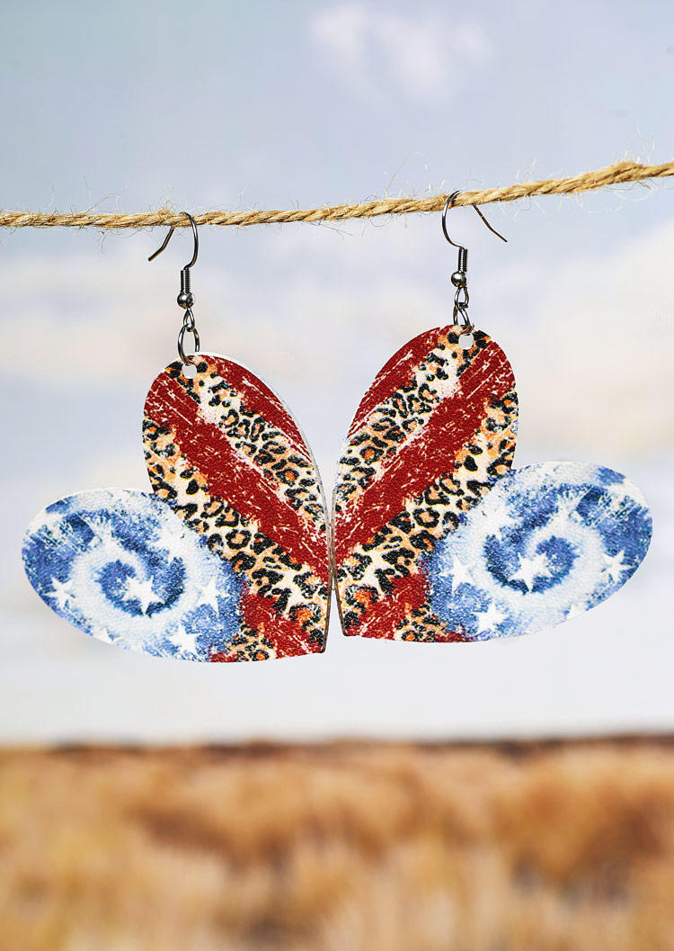 

Earrings Leopard Tie Dye Heart Earrings in Multicolor. Size
