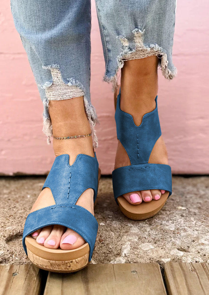 

Sandals Studded Peep Toe Wedge Sandals - Navy Blue in Blue. Size: ,38,39,40,41