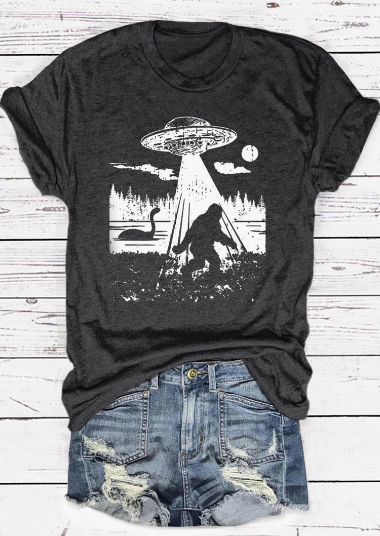 

T-shirts Tees Alien O-Neck Casual T-Shirt Tee - Dark Grey in Gray. Size