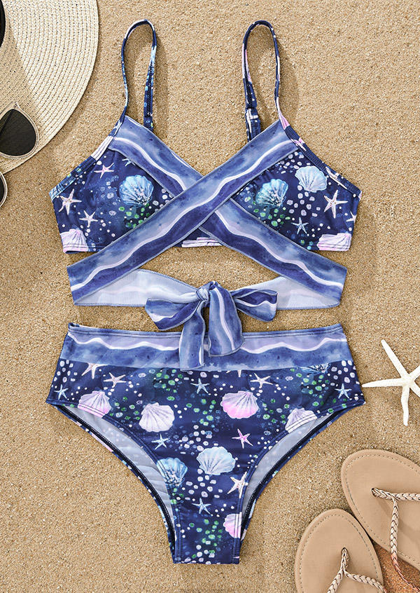 

Bikini Sets Shell Starfish Hollow Out Tie Bikini Set - Navy Blue in Blue. Size: L,M,,XL