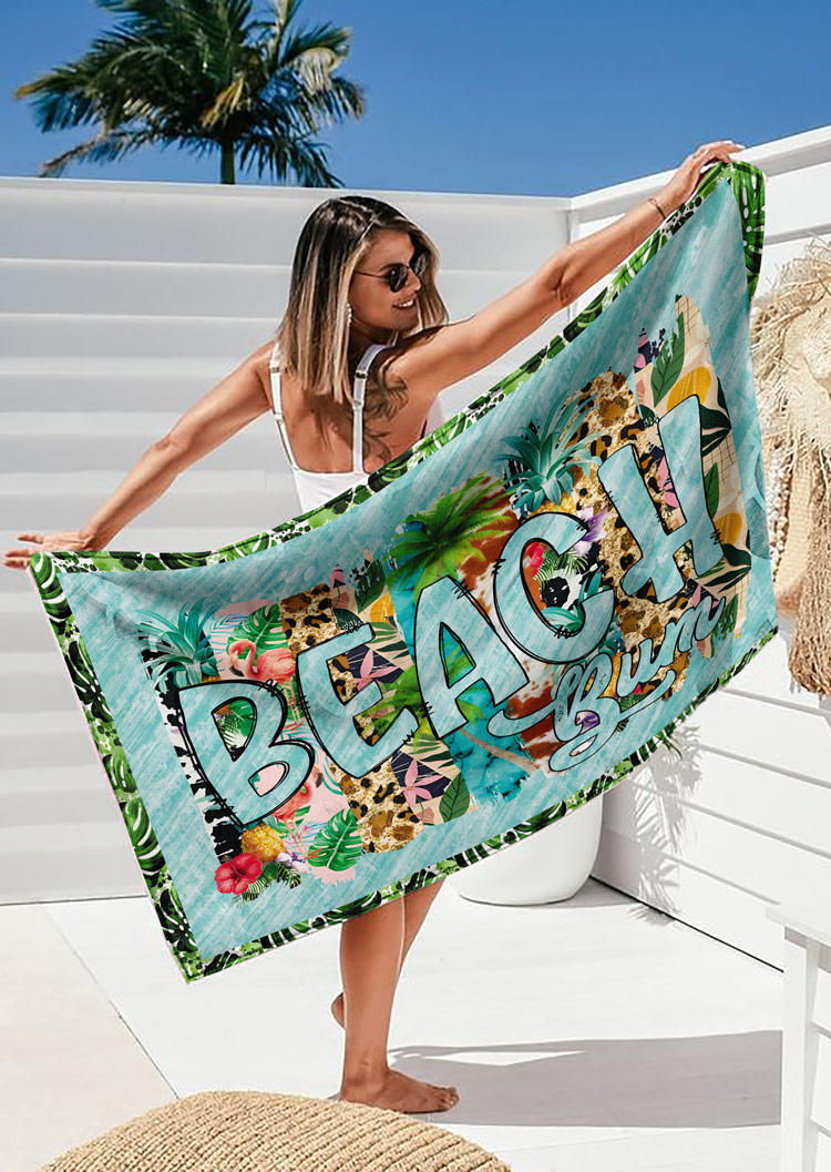 

Blanket Beach Bum Leopard Coconut Tree Blanket in Multicolor. Size