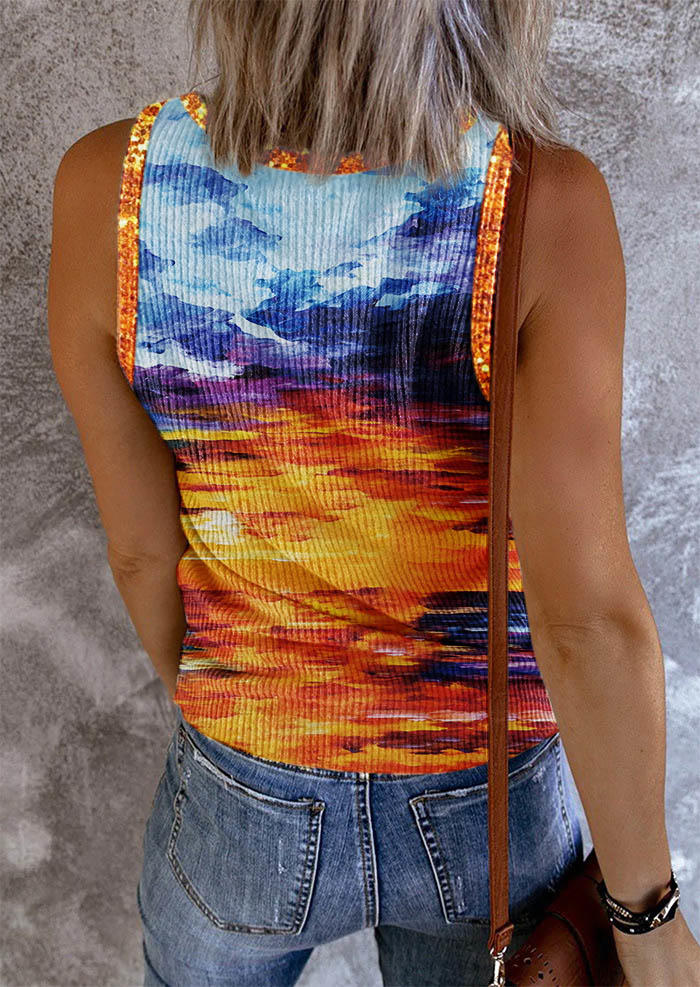 

Tank Tops Sunset Ocean Casual Tank Top in Multicolor. Size: L,,XL