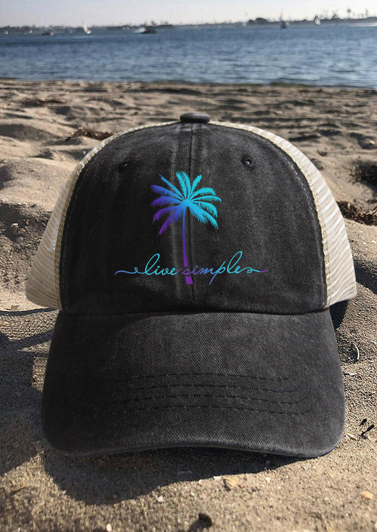 

Hats Live Simple Coconut Tree Mesh Baseball Cap in Black. Size