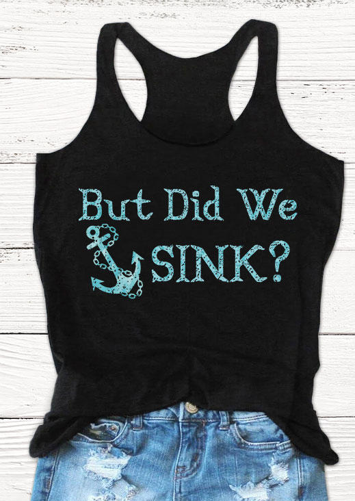 

Tank Tops But Did We Sink Anchor Racerback Tank Top in Black. Size