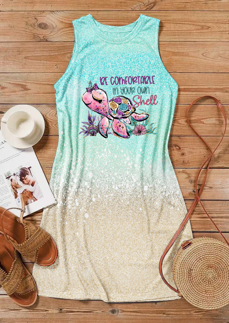 Be Comfortable In Your Shell Turtle Gradient Mini Dress