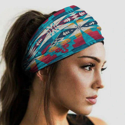 

Aztec Geometric Yoga Sport Wide Headband in Multicolor. Size