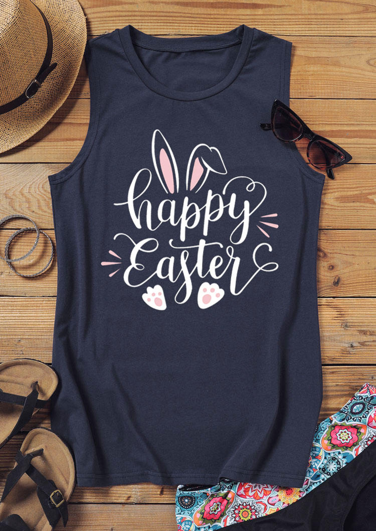 

Tank Tops Happy Easter O-Neck Tank Top - Navy Blue in Blue. Size: L,M,,XL