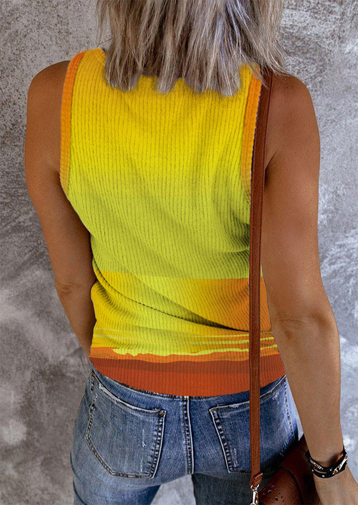 

Tank Tops Beach Please Coconut Tree Sunset Ribbed Tank Top in Multicolor. Size: L,M