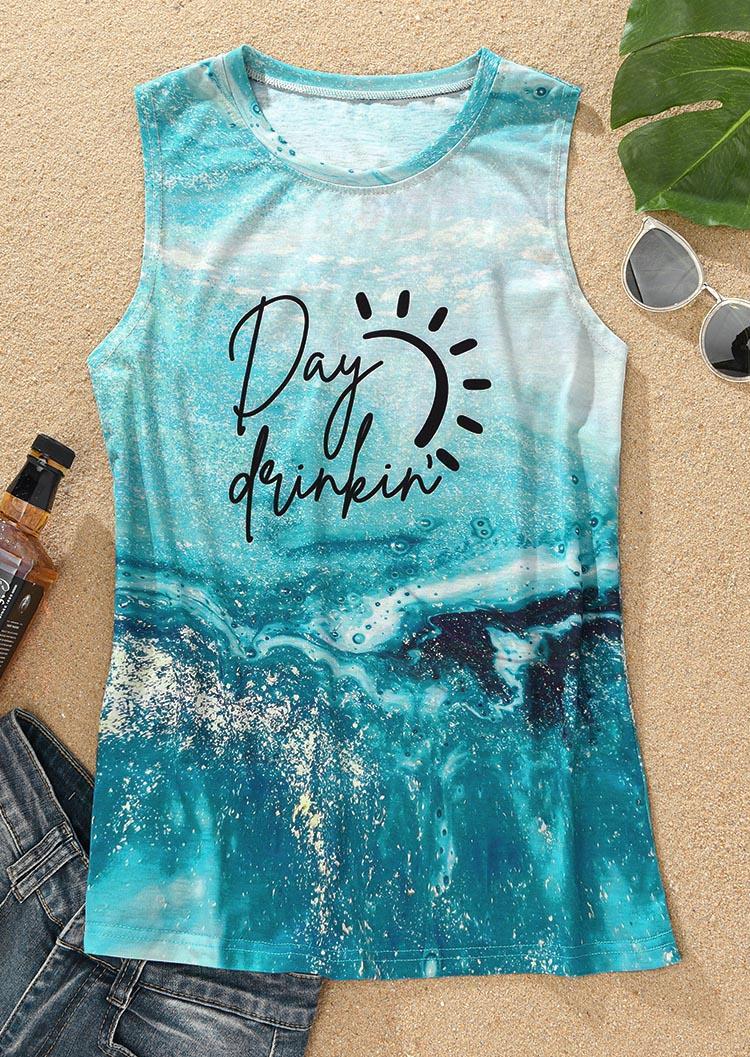 

Tank Tops Day Drinkin' Beach O-Neck Tank Top in Multicolor. Size: L,M