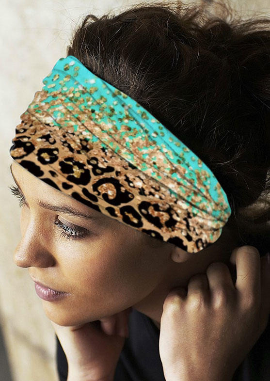 

Leopard Elastic Sports Wide Headband in Multicolor. Size