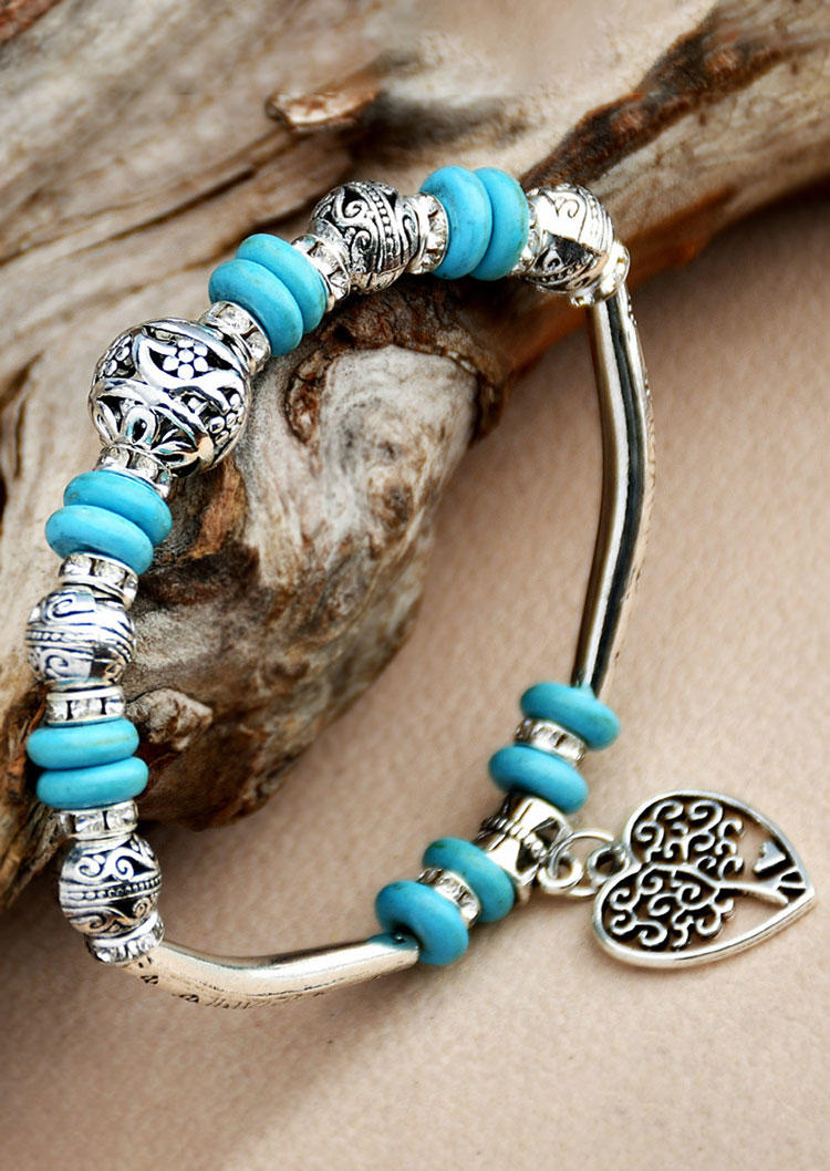 

Bracelet Tree Of Life Turquoise Heart Bracelet in Silver. Size