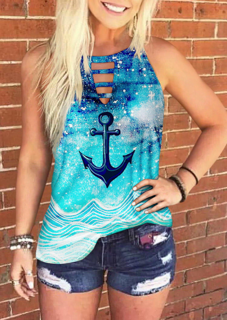 Anchor Hollow Out Casual Tank