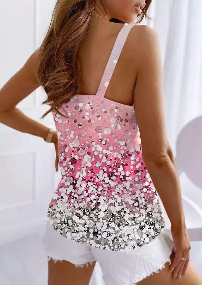 Gradient Glitter V-Neck Camisole - Pink