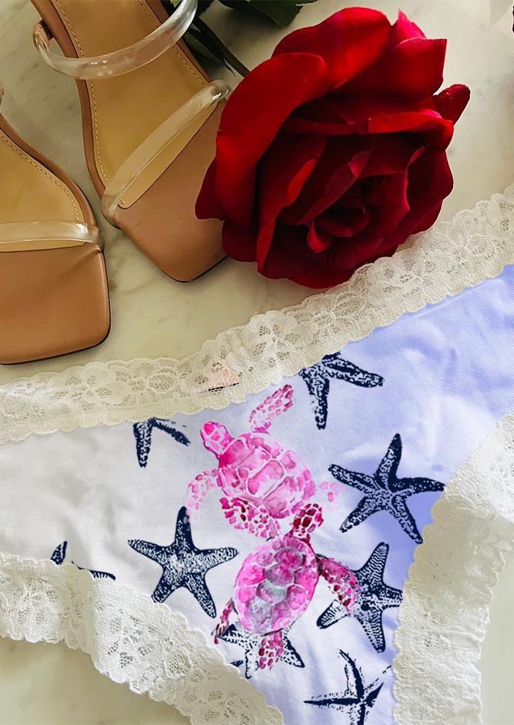 

Panties Sea Turtle Starfish Lace Splicing Panties in Multicolor. Size: L,M,,XL