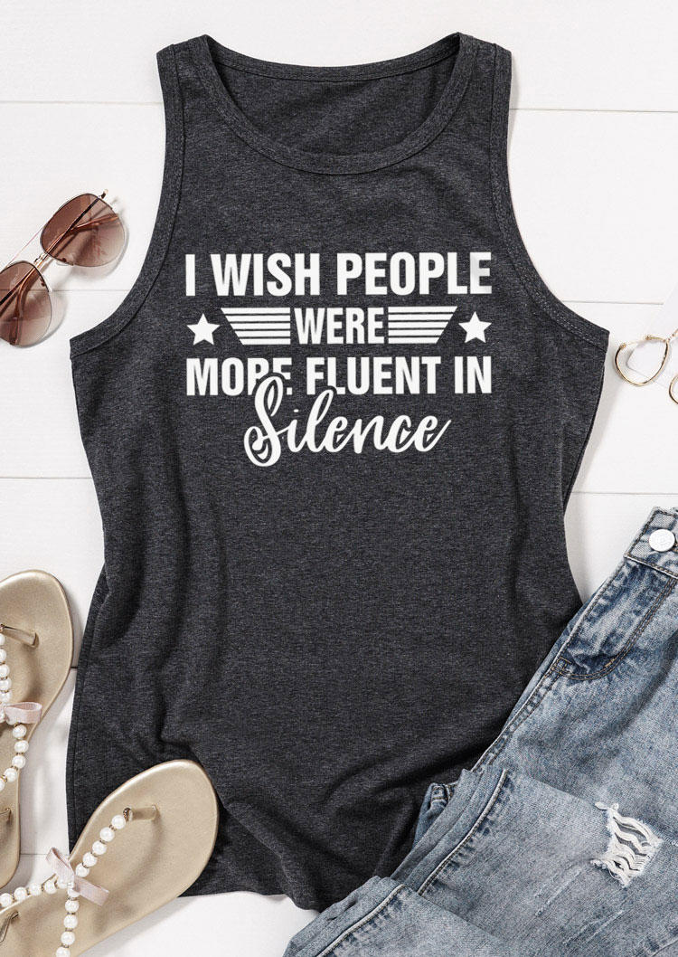 

Tank Tops I Wish People Were More Fluent In Silence Tank Top - Dark Grey in Gray. Size