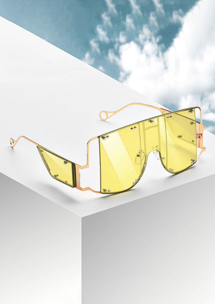 Studded Decor Flat Top Tinted Fashion Glasses