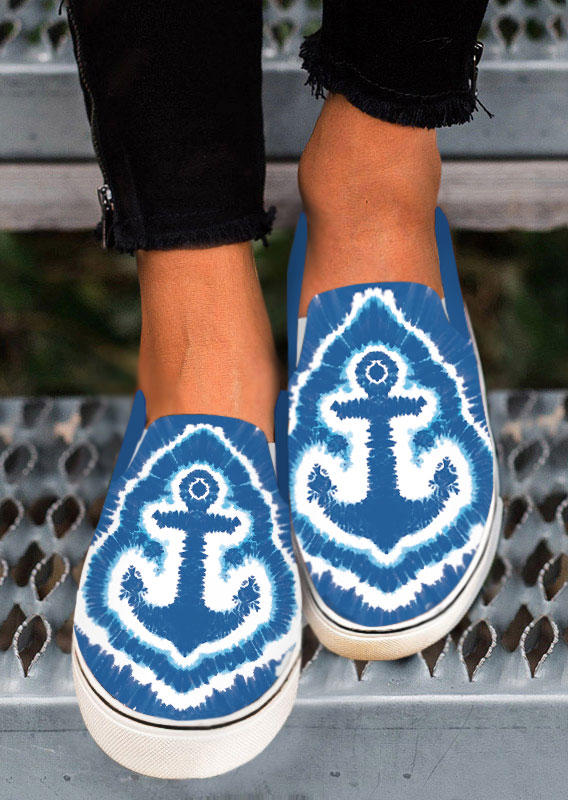 

Sneakers Anchor Tie Dye Round Toe Flat Sneakers in Blue. Size: ,38,39,40,41