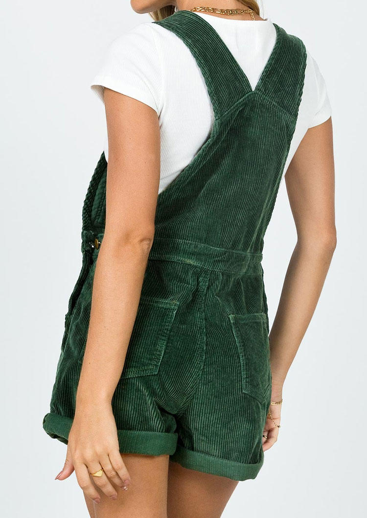 

Jumpsuits & Rompers Pocket Button Overall Romper in Green. Size: L,M,,XL