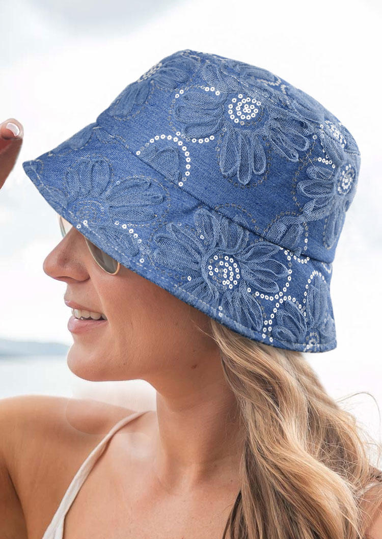 

Hats Floral Sequined Fisherman Hat in Multicolor. Size