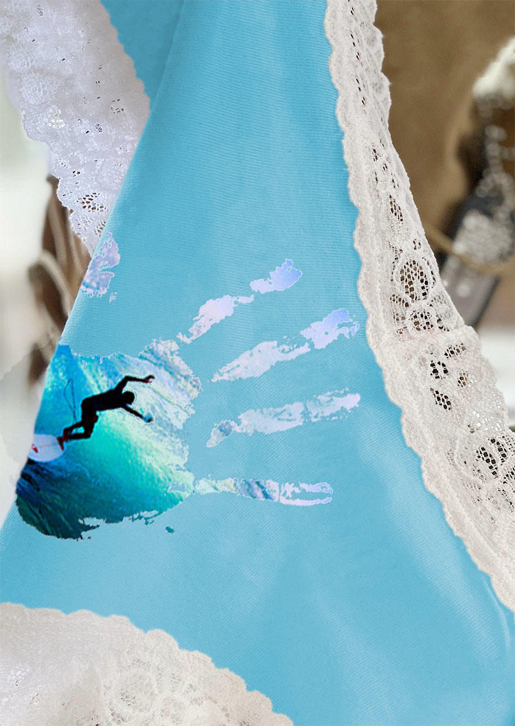 

Panties Surfing Handprint Lace Splicing Panties in Multicolor. Size: L,M,,XL