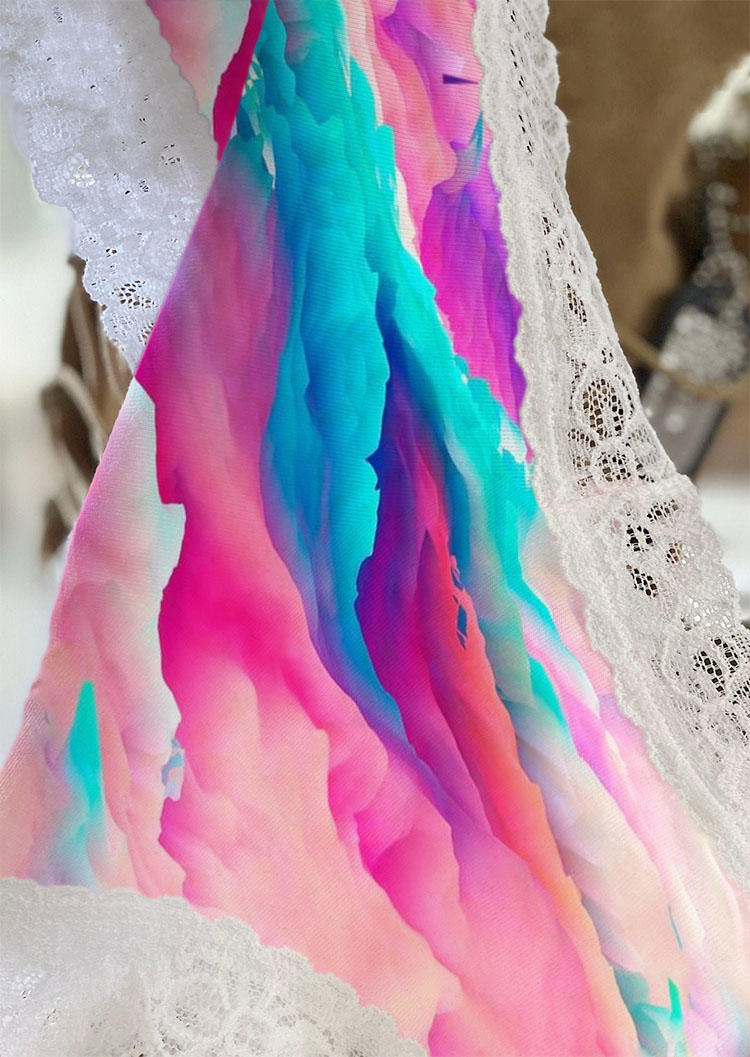 

Panties Colorful Splash Ink Lace Splicing Panties in Multicolor. Size: L,M,,XL