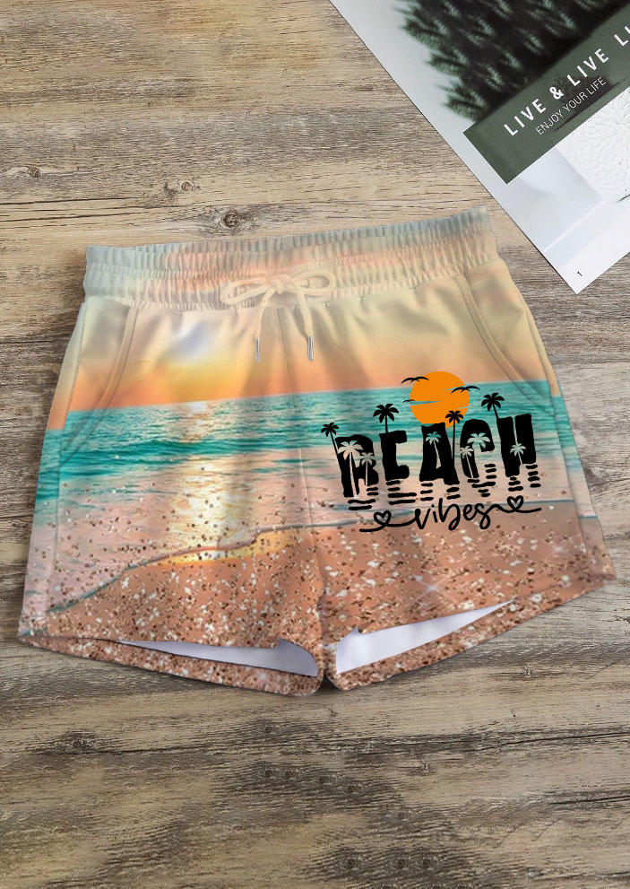 

Shorts Beach Vibes Coconut Tree Scenery Shorts in Multicolor. Size: L,M