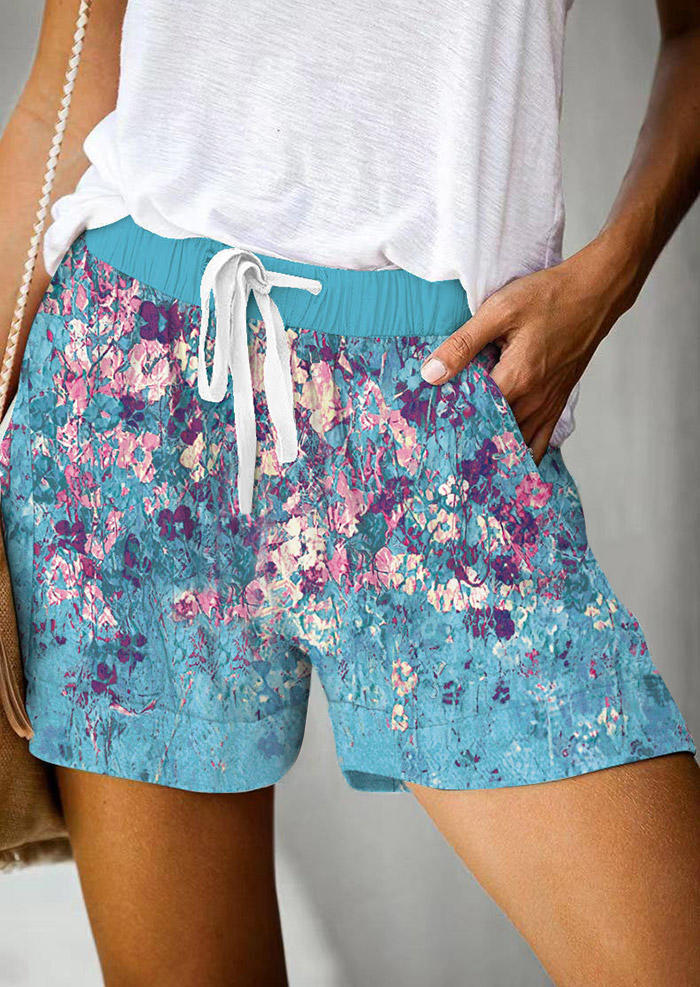 Floral Pocket Drawstring Shorts