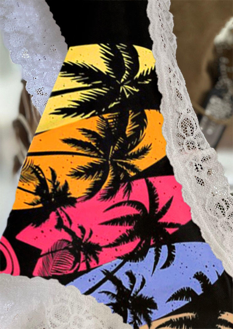 

Panties Vintage Coconut Tree Silhouette Lace Splicing Panties in Multicolor. Size: L,M,,XL