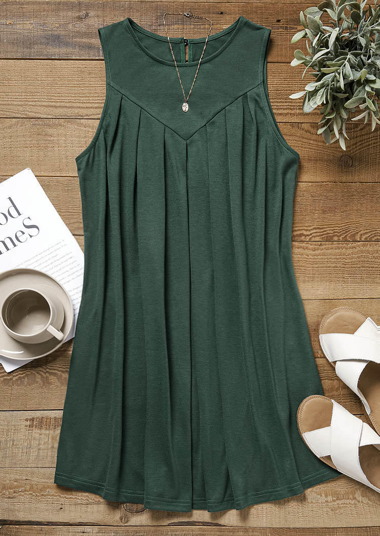 

Mini Dresses Ruffled Button Loose Mini Dress in Green. Size