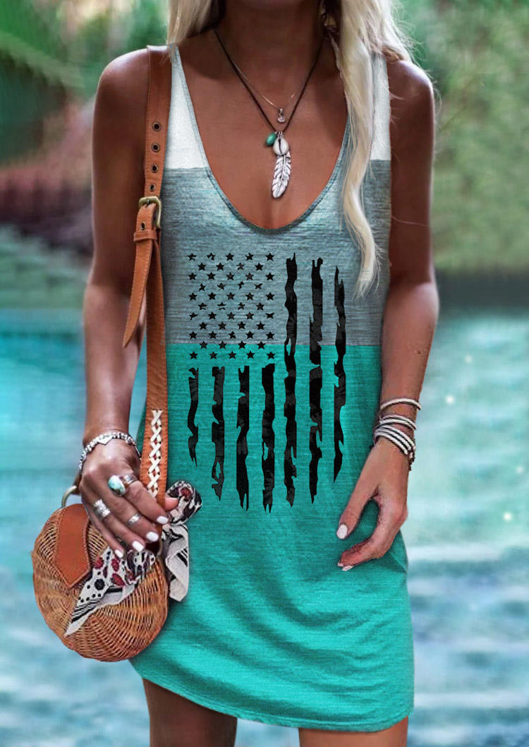 American Flag Color Block Mini Dress