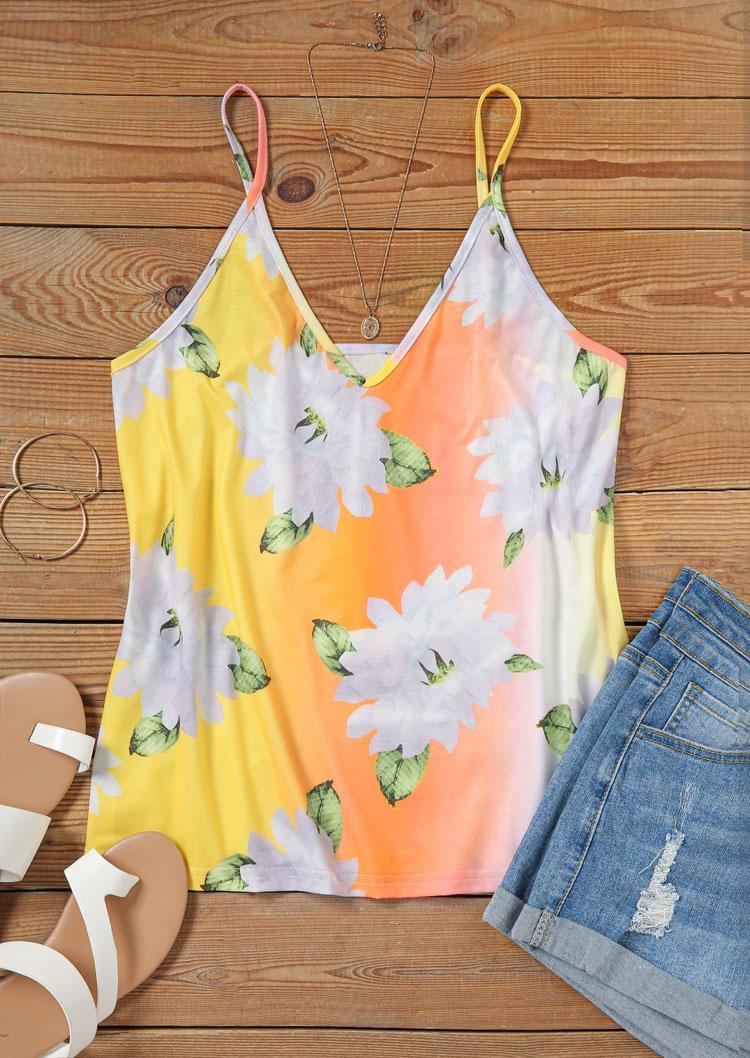 

Tank Tops Floral Gradient Halter Camisole in Multicolor. Size: L,M,,XL